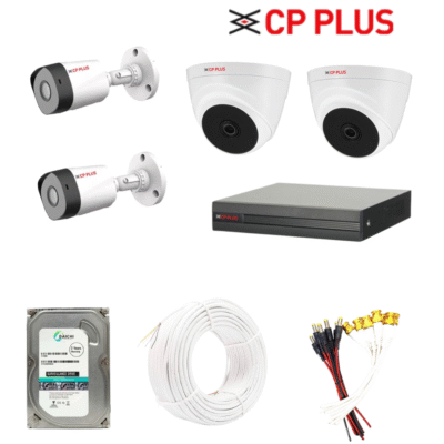 CP PLUS 2.4MP 4 pics CCTV Combo Kit with 500 GB HDD ,4Ch DVR, 2 Dome 2 Bullet Camera, 4 Ch SMPS, 70m Cable & Connector