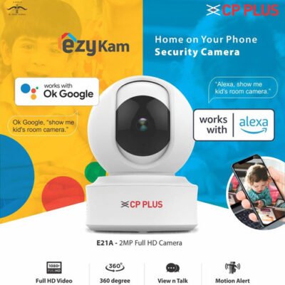 CP PLUS 2MP Full HD Smart Wi-Fi CCTV Home Security Camera | 360° with Pan Tilt | View & Talk | Motion Alert | Night Vision | SD Card (Upto 128 GB), Alexa & Google Support | IR Distance 15mtr | CP-E25A