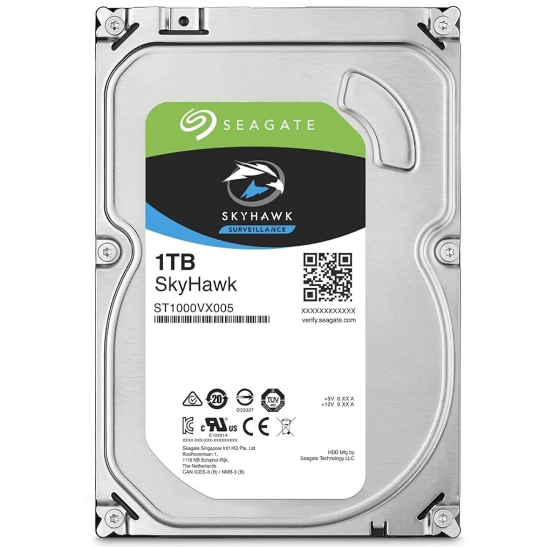 Seagate SkyHawk 1 TB Surveillance Internal Hard Drive HDD - 3.5 Inch SATA 6 Gb/s 64 MB Cache for DVR NVR Security Camera System with Drive Health Management (ST1000VX005) 1 Seagate SkyHawk 1 TB Surveillance Internal Hard Drive HDD - 3.5 Inch SATA 6 Gb/s 64 MB Cache for DVR NVR Security Camera System with Drive Health Management (ST1000VX005)