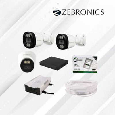 Zebronics 2MP 3 pics CCTV Security Combo with 500GB HDD - 1 Dome + 2 Bullet Camera | 4 Channel DVR | 70 m Cable  |  4 Channel SMPS & Connector