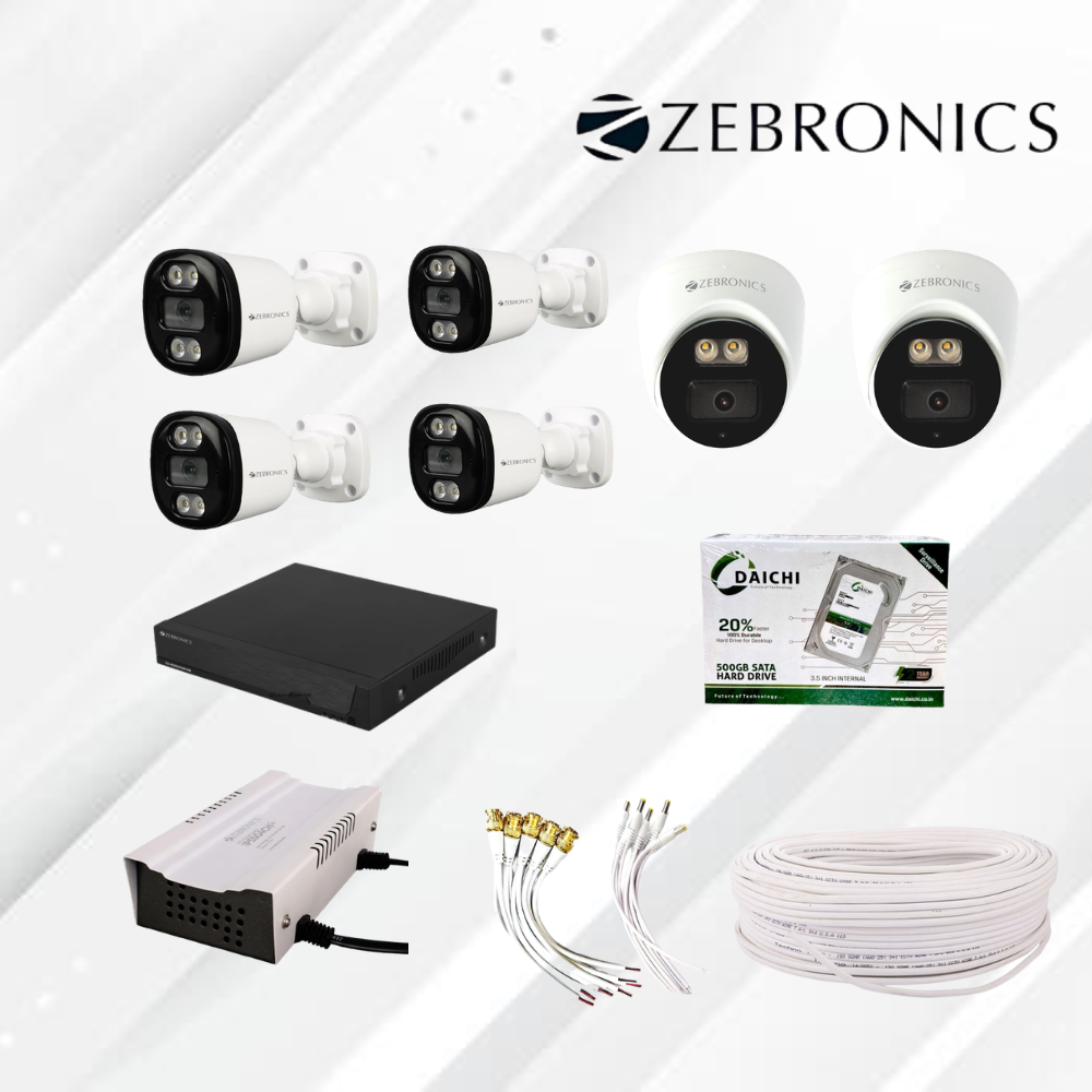 2 mp Zebronics 6 pics with 1 TB HDD combo - 8 ch DVR | 8 ch SMPS | 90 m cable & connector 1 2 mp Zebronics 6 pics with 1 TB HDD combo - 8 ch DVR | 8 ch SMPS | 90 m cable & connector