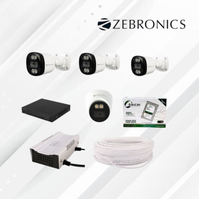 Zebronics 2MP 4 pics CCTV Security Combo with 500GB HDD  (1 Dome +3Bullet Camera) |  8 Channel DVR  | 70m Cable | 8 Channel SMPS & Connector