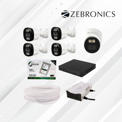 Zebronics 2MP 5 pics CCTV Combo with 500 GB HDD– 1 Dome + 4 Bullet Cameras | 8 Channel DVR  | 70 m Cable | 8 Channel SMPS & Connector