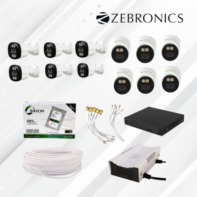 Zebronics 2MP 12 pics CCTV Combo with 500GB HDD – 6 Bullet + 6 Dome | 16 Channel DVR | 16 Channel SMPS | 70 m Cable & Connector
