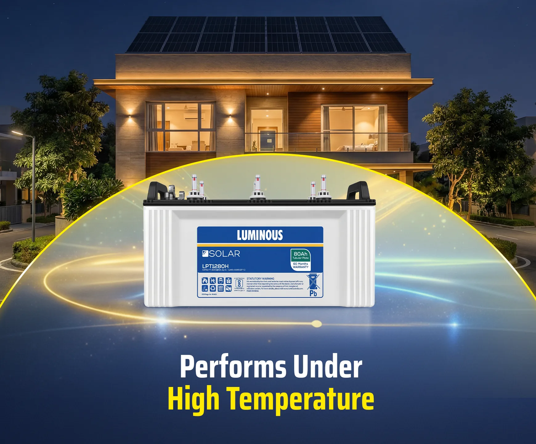 LPT 1280H 80Ah Solar Battery | 12V Tubular Deep Cycle Battery - Image 2