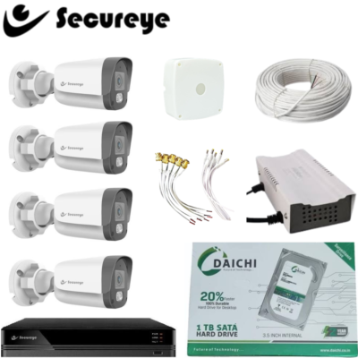 Secureye 2MP CCTV Combo with 4PIC Bullet Cameras, 4CH DVR & 1TB HDD